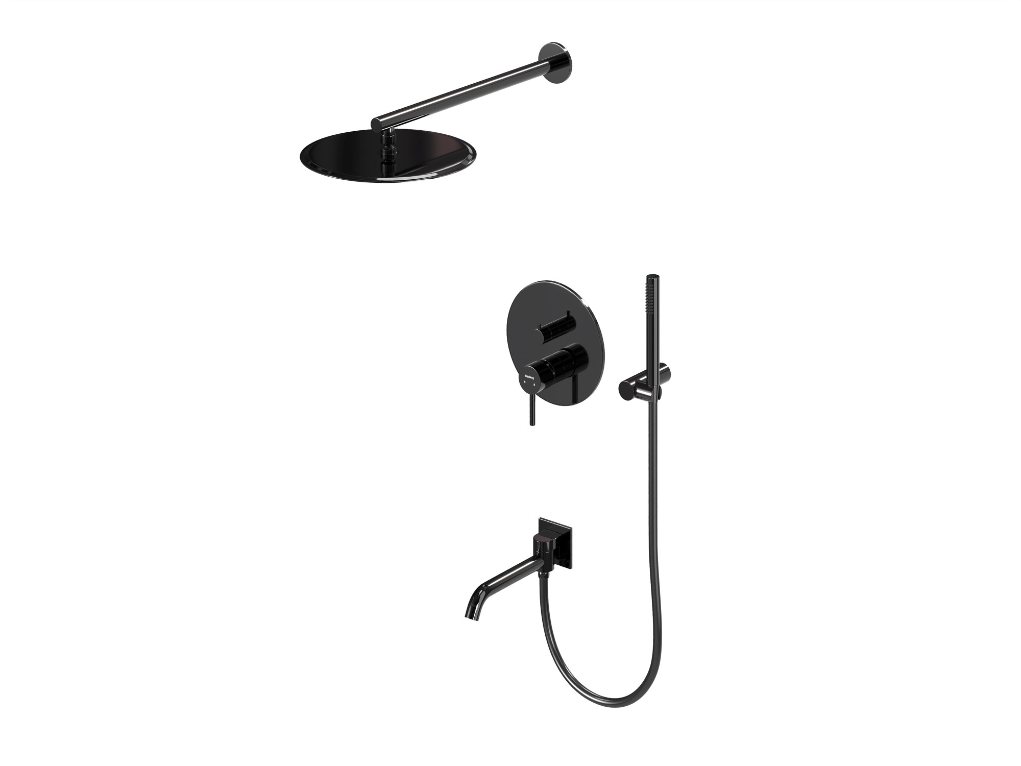 HB-2001BCH Чёрный хром Встраиваемая душевая система