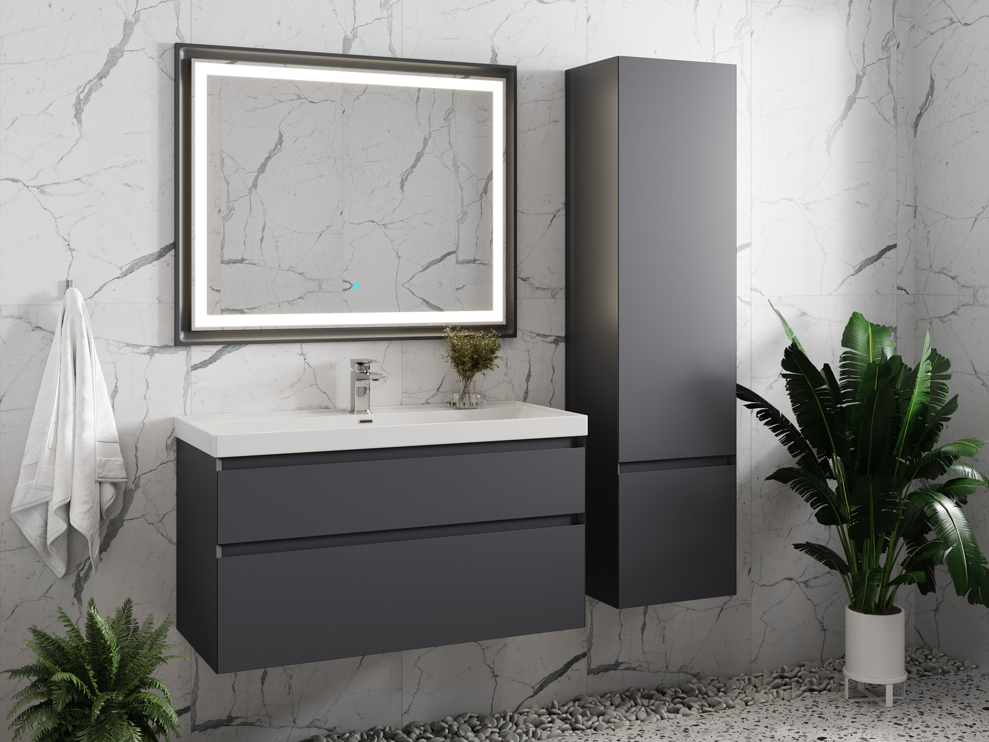 Тумба Laura 100-2 ПД Графит (Classic/iris 100)