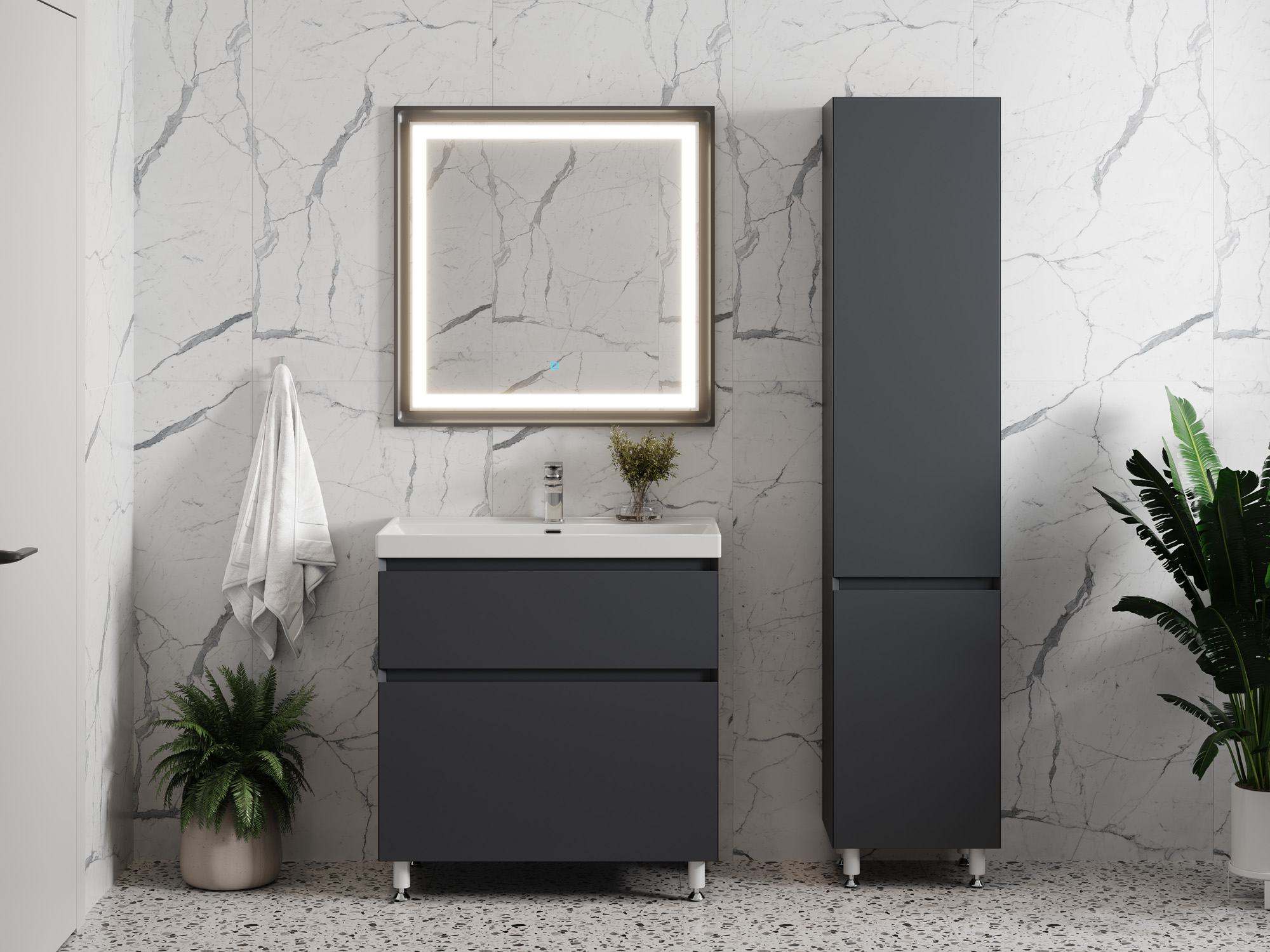 Тумба Laura 80-2 Графит (Classic/iris 80)