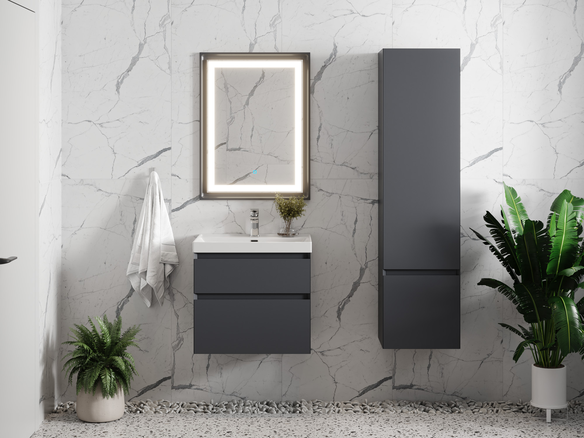 Тумба Laura 60-2 ПД Графит (Classic/iris 60)