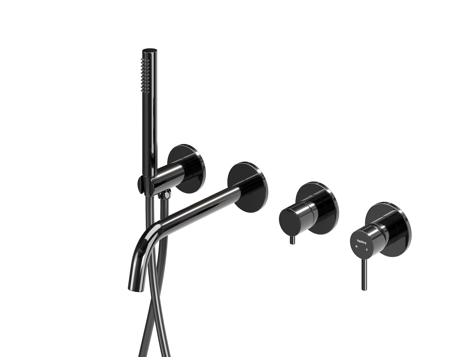 HB-2004BCH Чёрный хром Встраиваемый смеситель для ванны