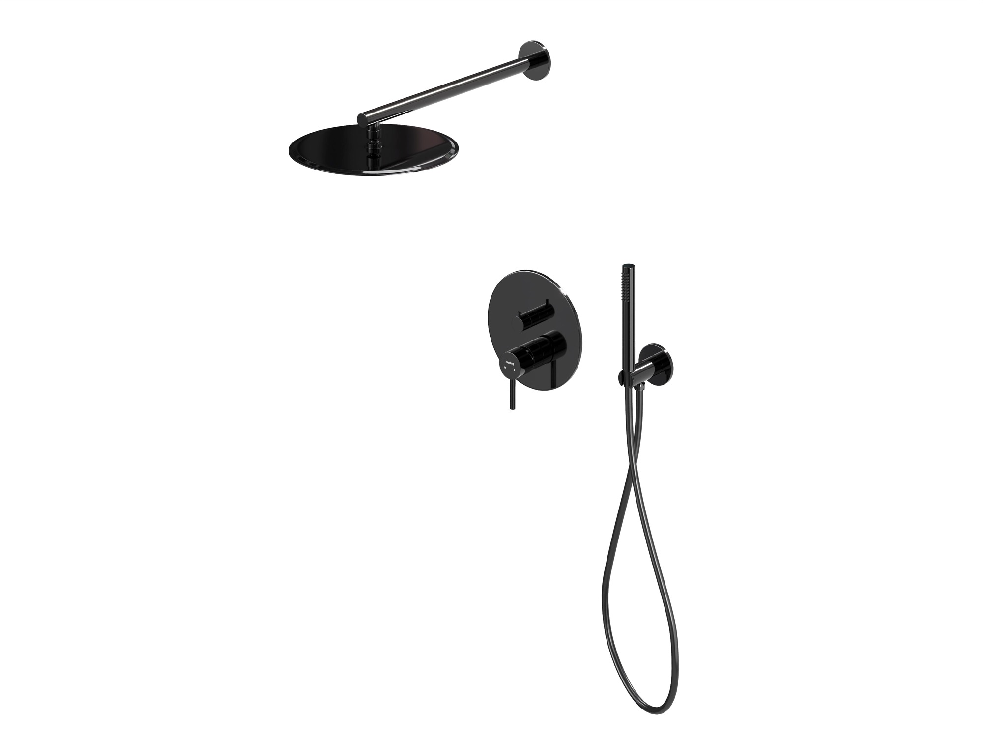 HB-2002BCH Чёрный хром Встраиваемая душевая система