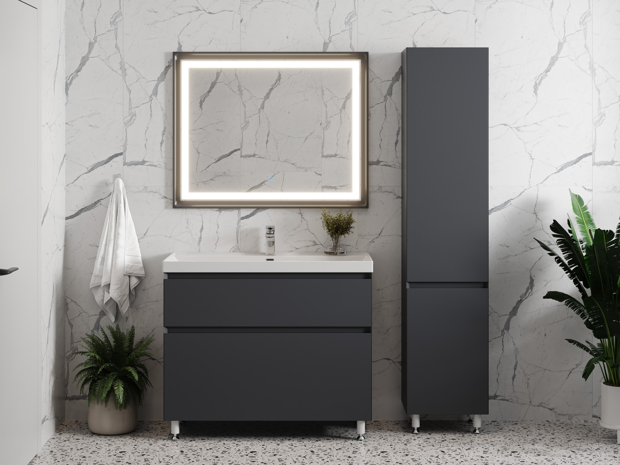 Тумба Laura 100-2 Графит (Classic/iris 100)