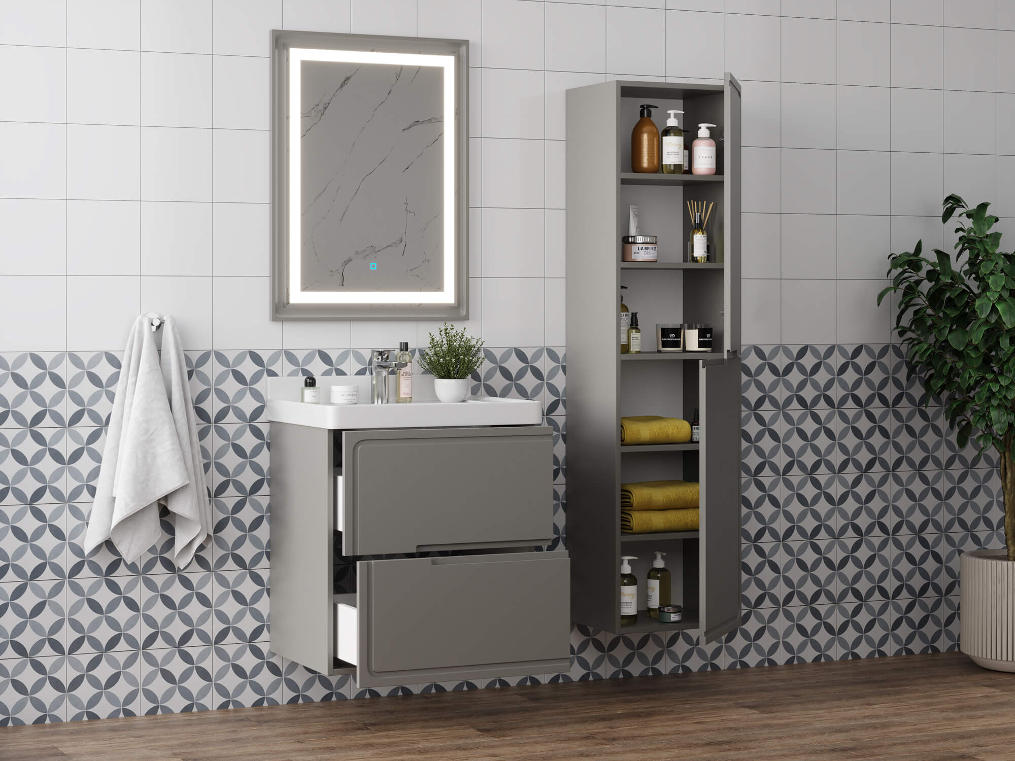 Тумба Izabel 60-2 Серый К167 (Katy 60)