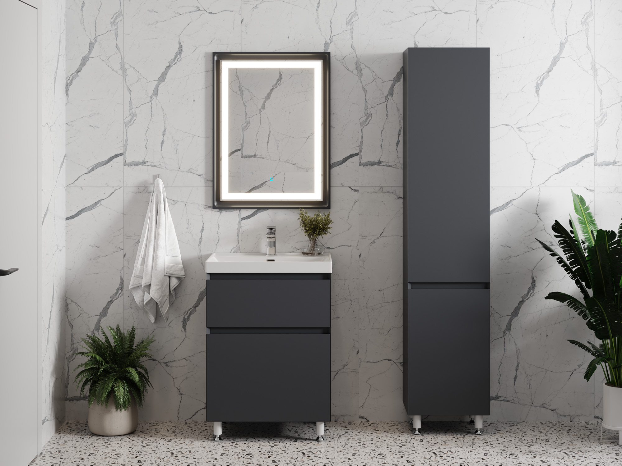 Тумба Laura 60-2 Графит (Classic/iris 60)