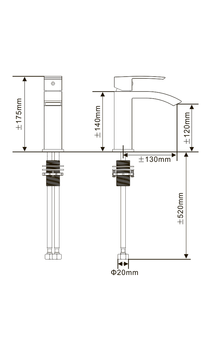 HB-3007BCH5 Чёрный хром смеситель для умывальника