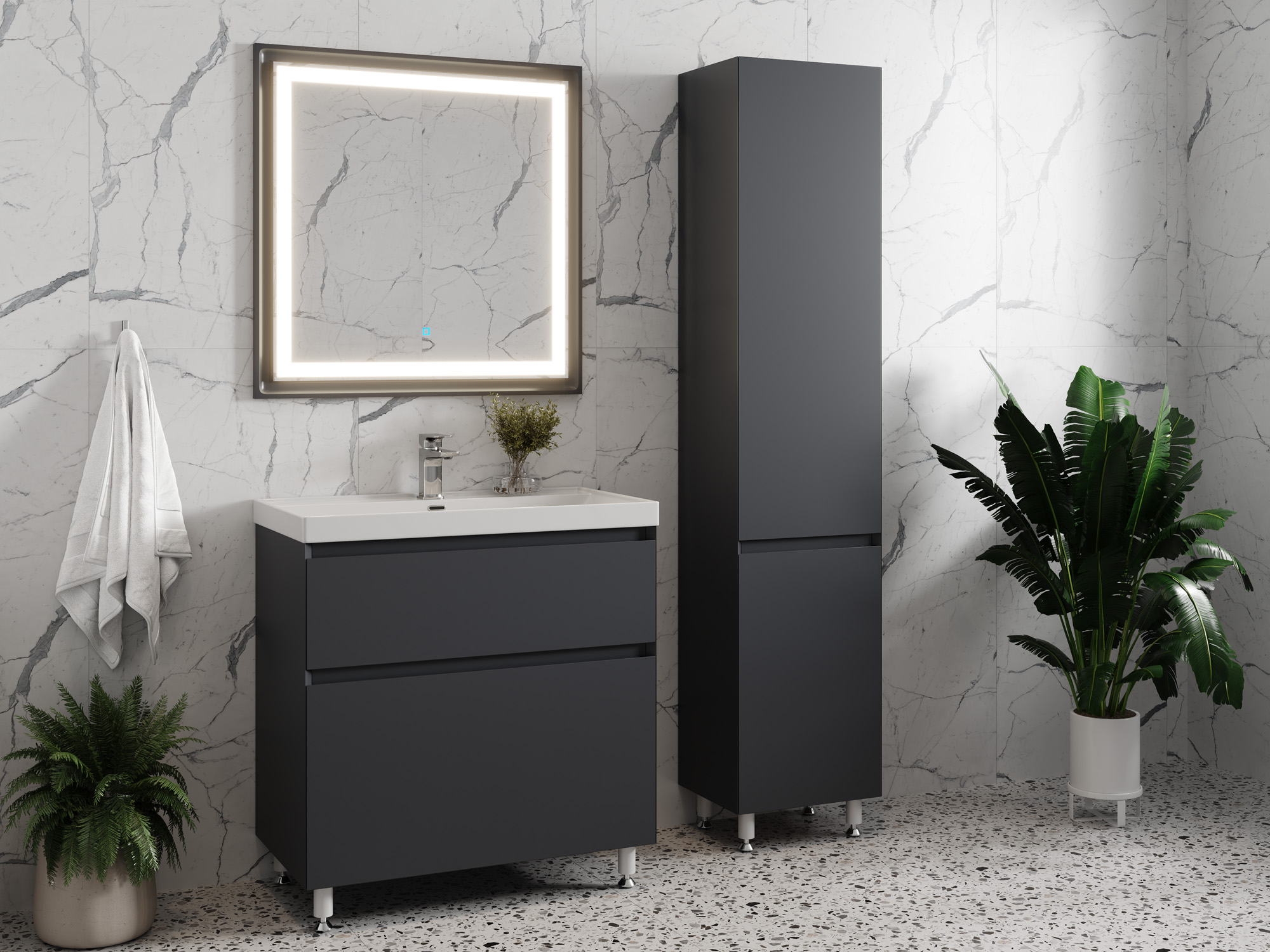 Тумба Laura 80-2 Графит (Classic/iris 80)