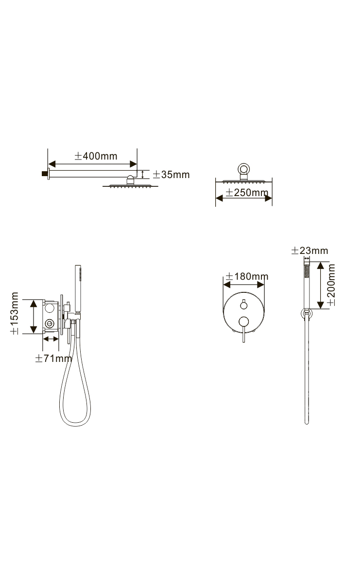 HB-2002CH5 Хром Встраиваемая душевая система