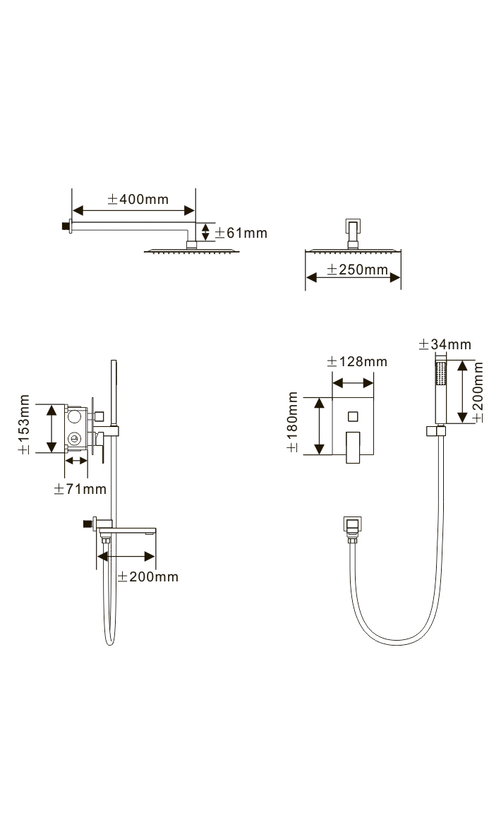 HB-1001CA-5 Кофеин Встраиваемая душевая система