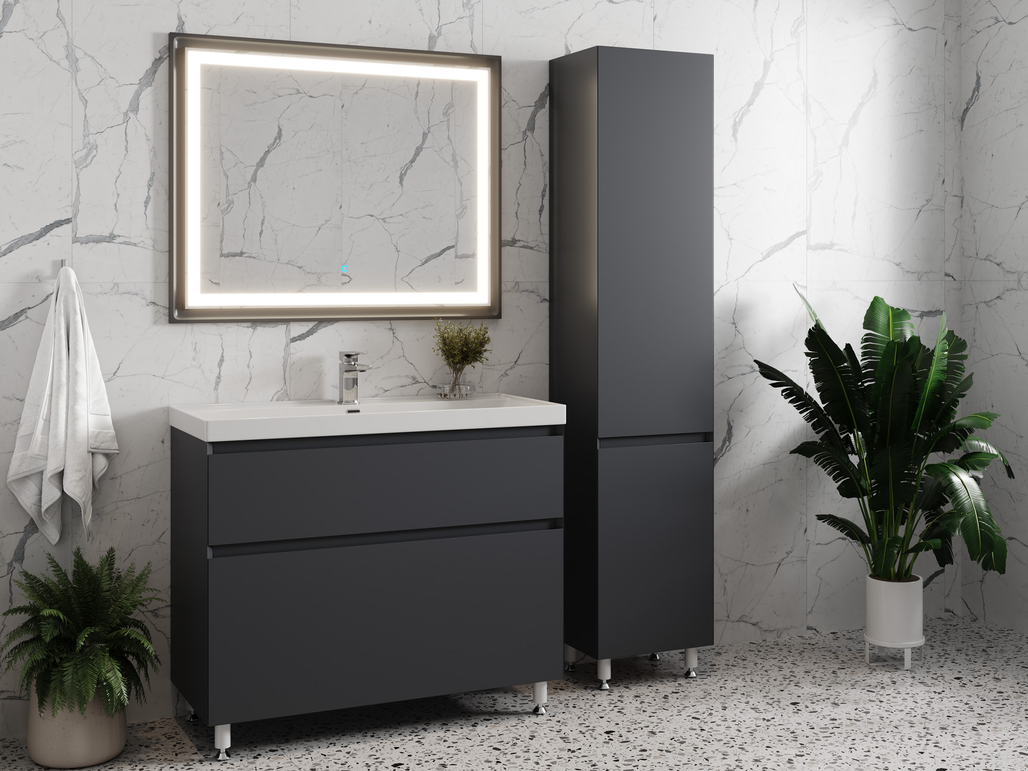 Тумба Laura 100-2 Графит (Classic/iris 100)