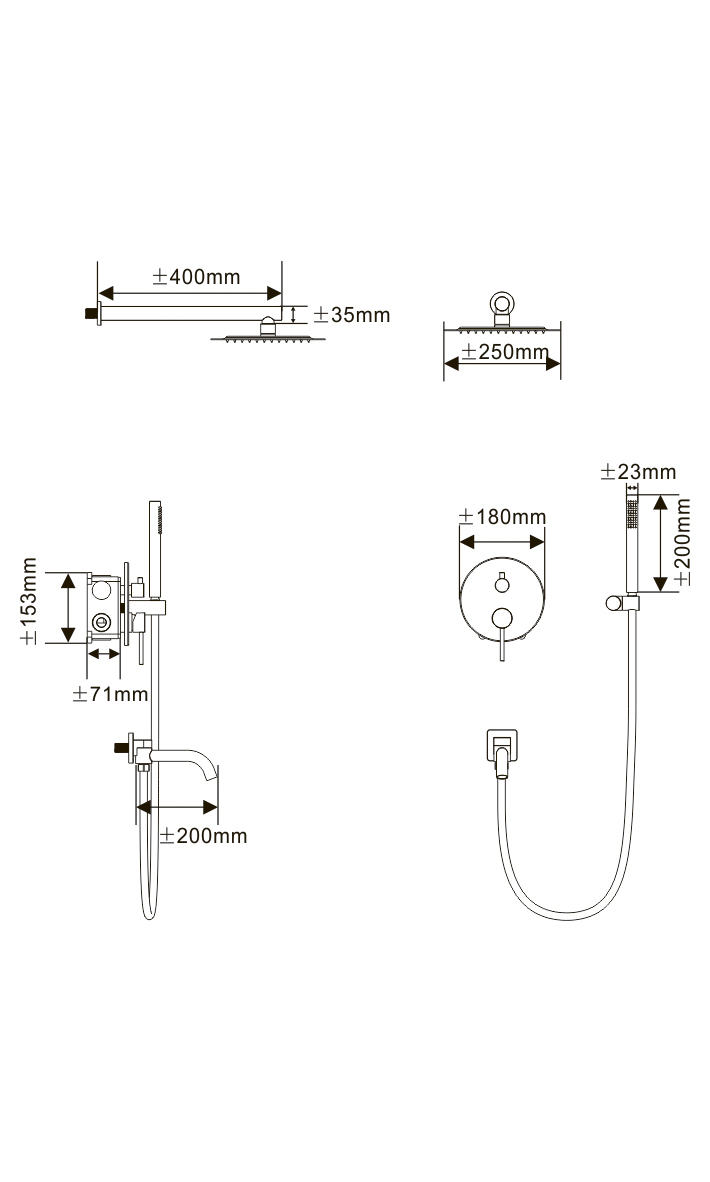 HB-2001CA5 Кофеин Встраиваемая душевая система