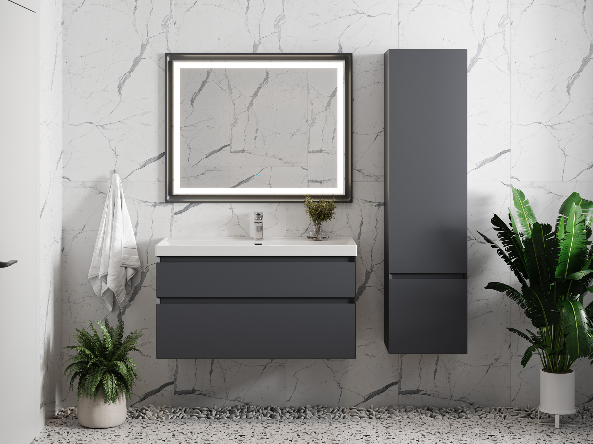 Тумба Laura 100-2 ПД Графит (Classic/iris 100)