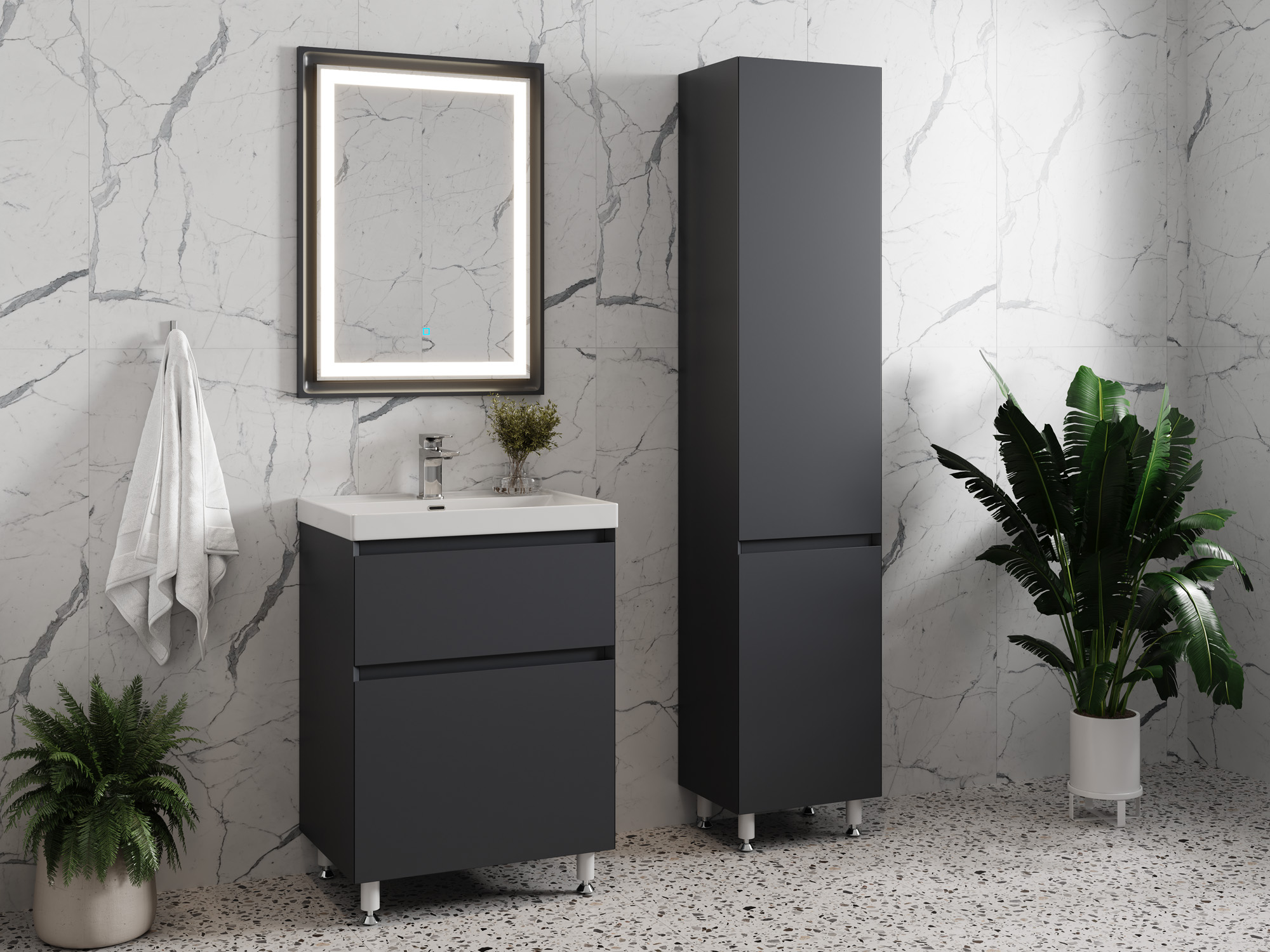 Тумба Laura 60-2 Графит (Classic/iris 60)