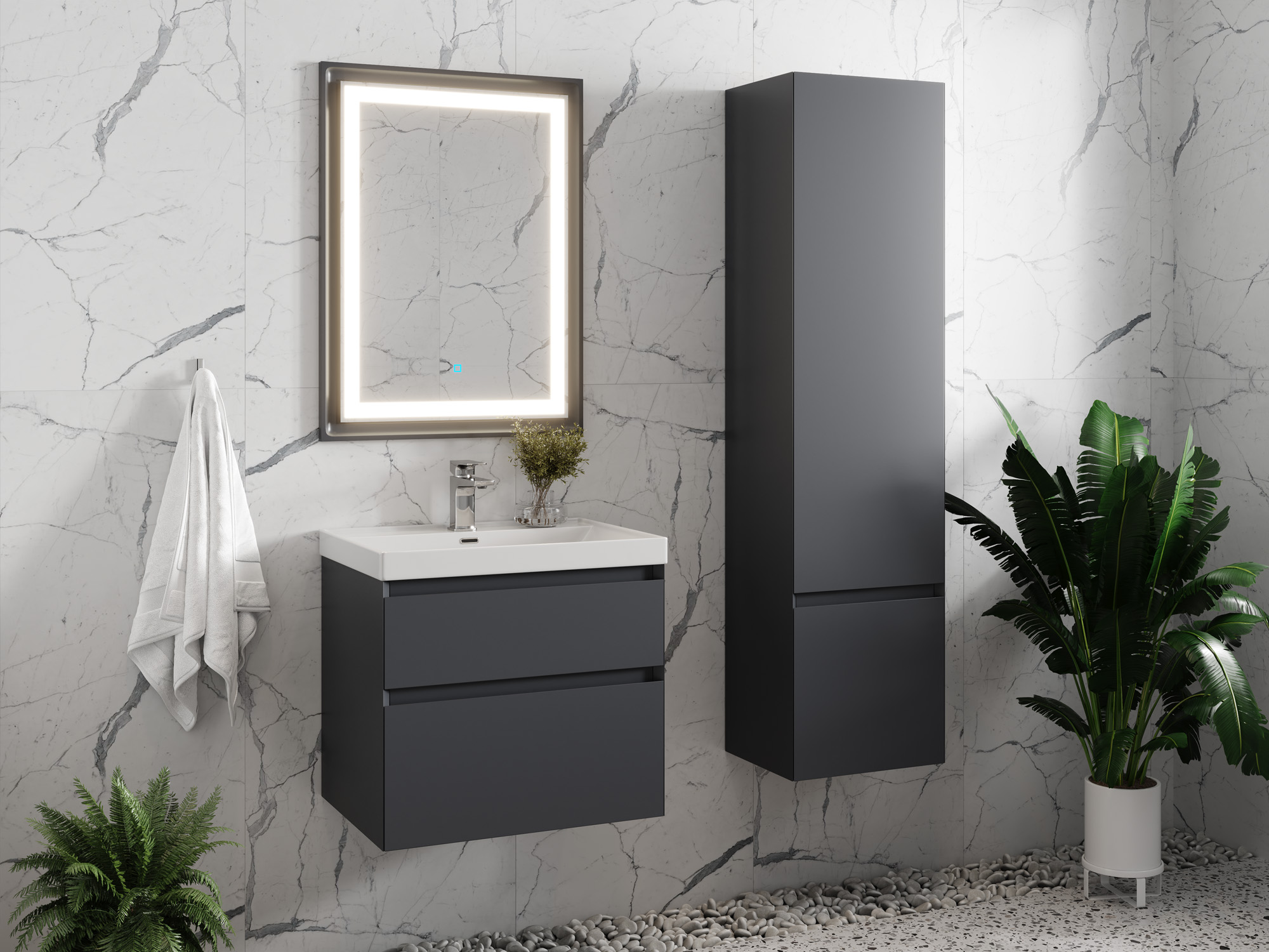 Тумба Laura 60-2 ПД Графит (Classic/iris 60)