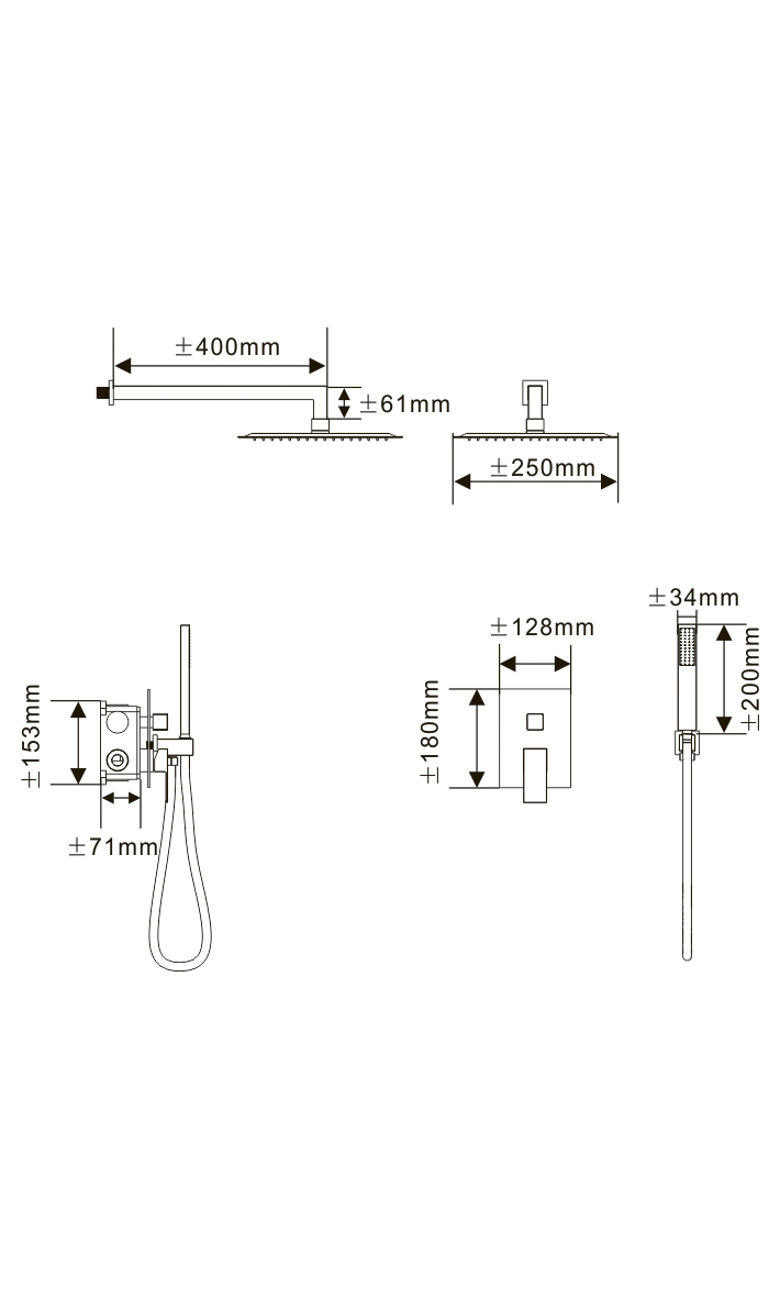 HB-1002CH-5 Хром Встраиваемая душевая система