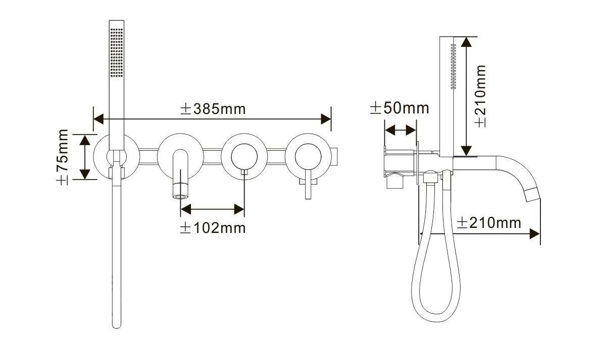 HB-2004CH5 Хром Встраиваемый смеситель для ванны