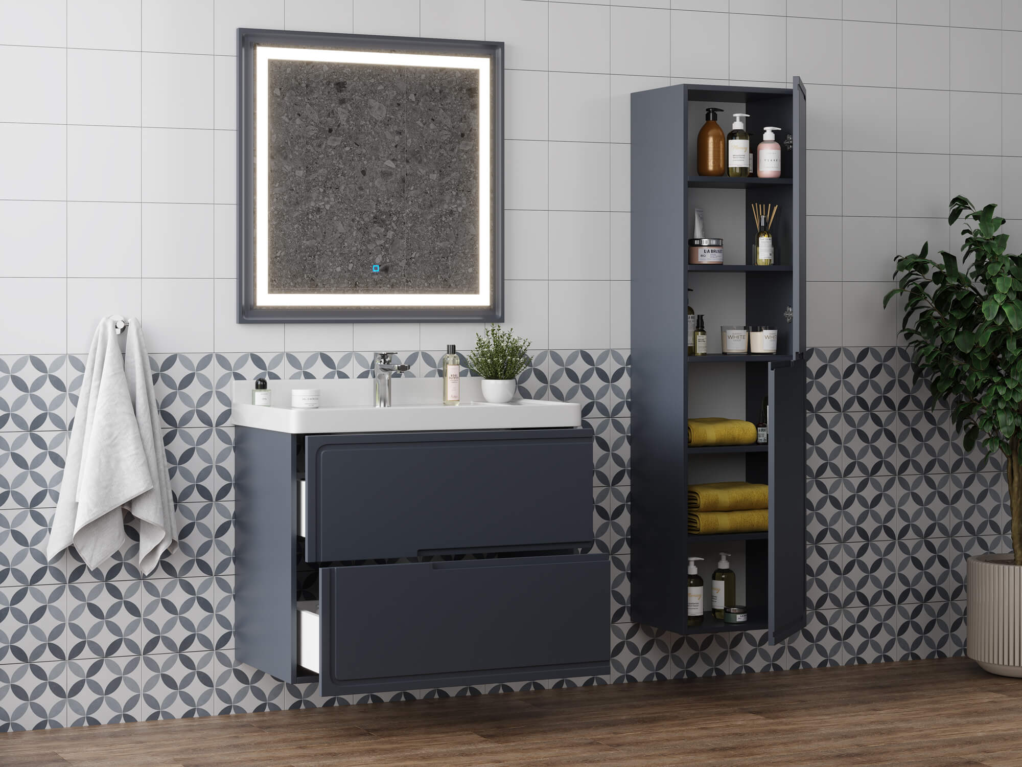 Тумба Izabel 80-2 Графит  (Katy 80)