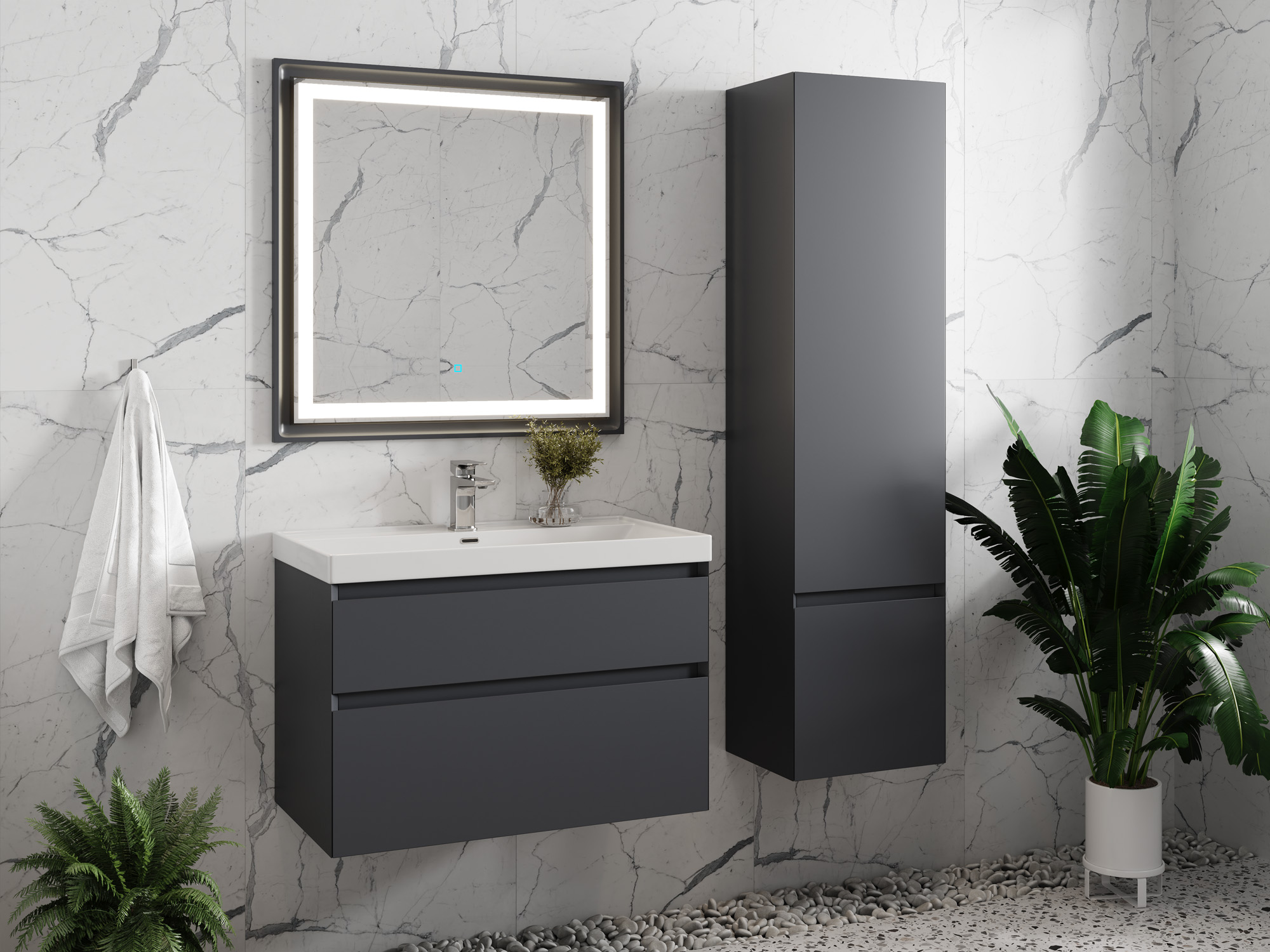 Тумба Laura 80-2 ПД Графит (Classic/iris 80)