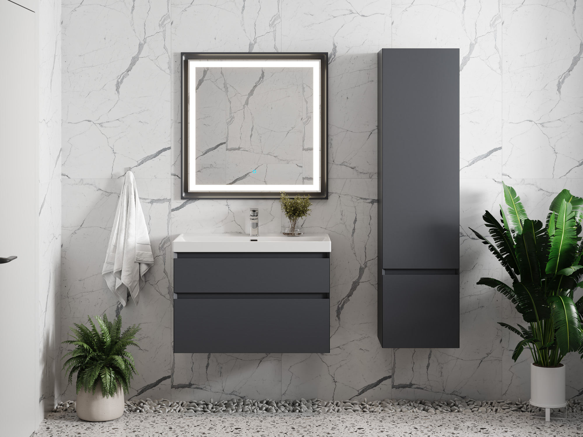 Тумба Laura 80-2 ПД Графит (Classic/iris 80)