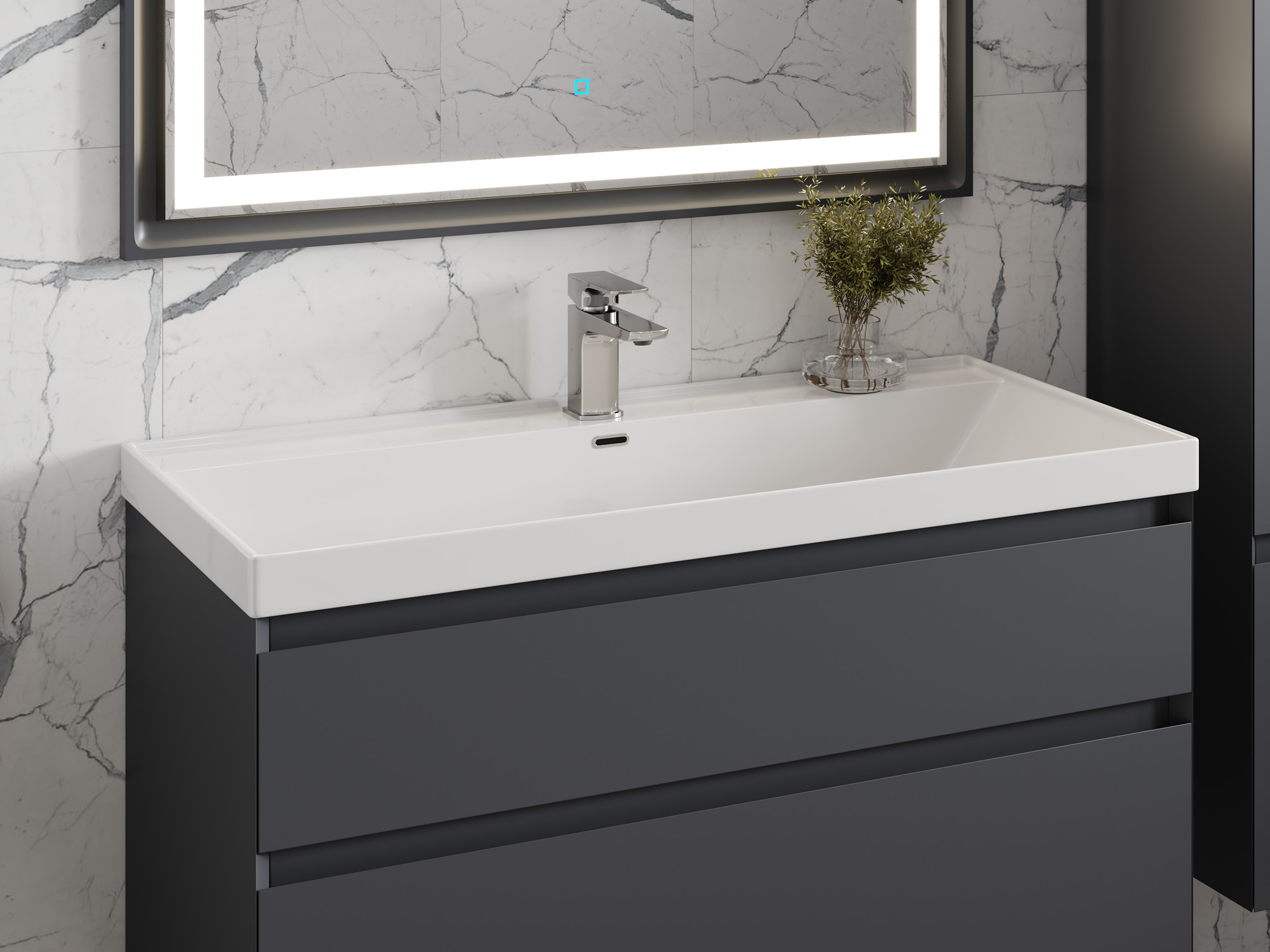 Тумба Laura 100-2 ПД Графит (Classic/iris 100)